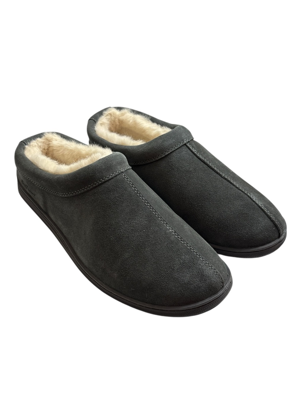 My Slippers by My Pillow Slip On Clogs Suede Leather Faux Fur Dark Gray Size 13